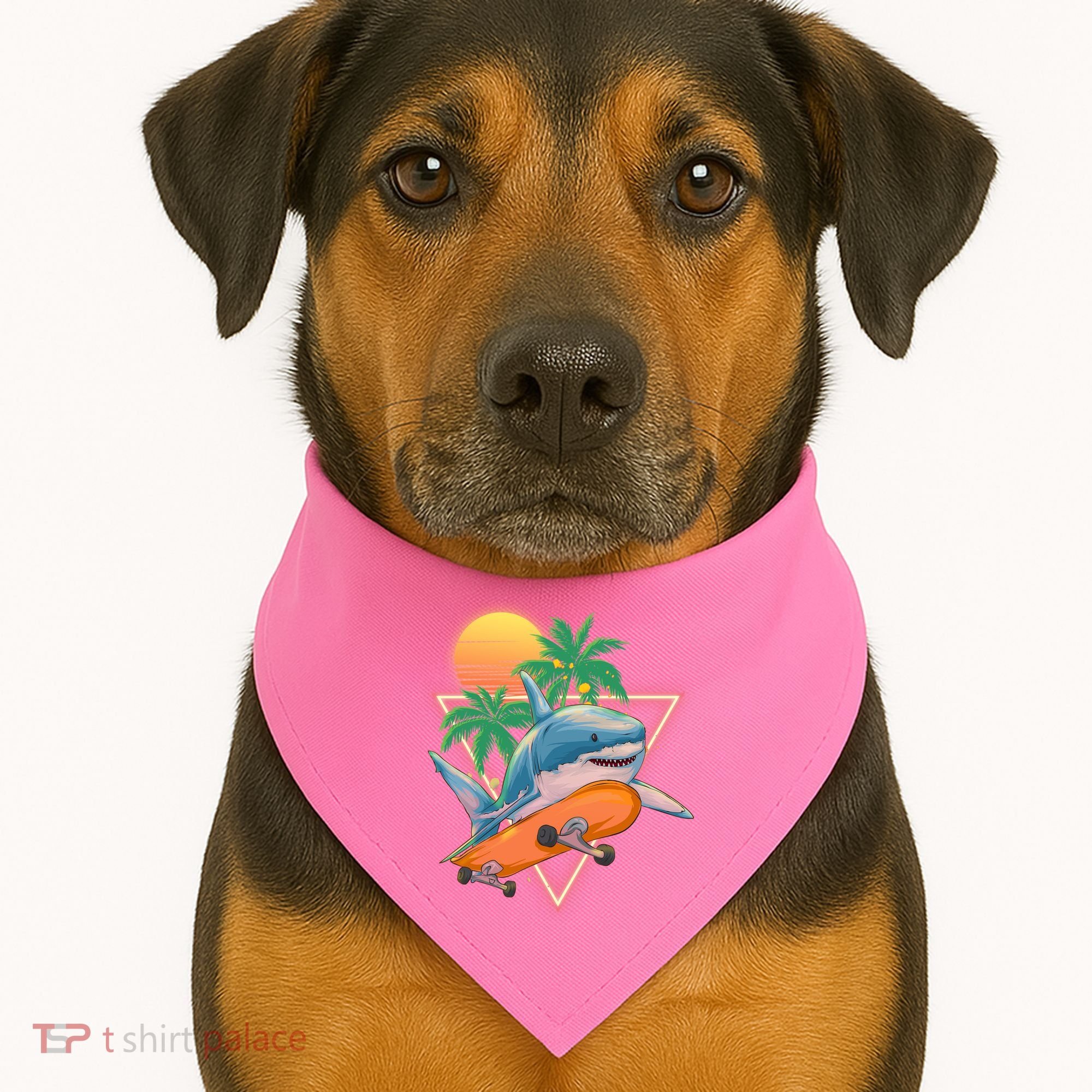 Retro Eighties 80's Skateboarding Shark USA-Made Doggie Bandana