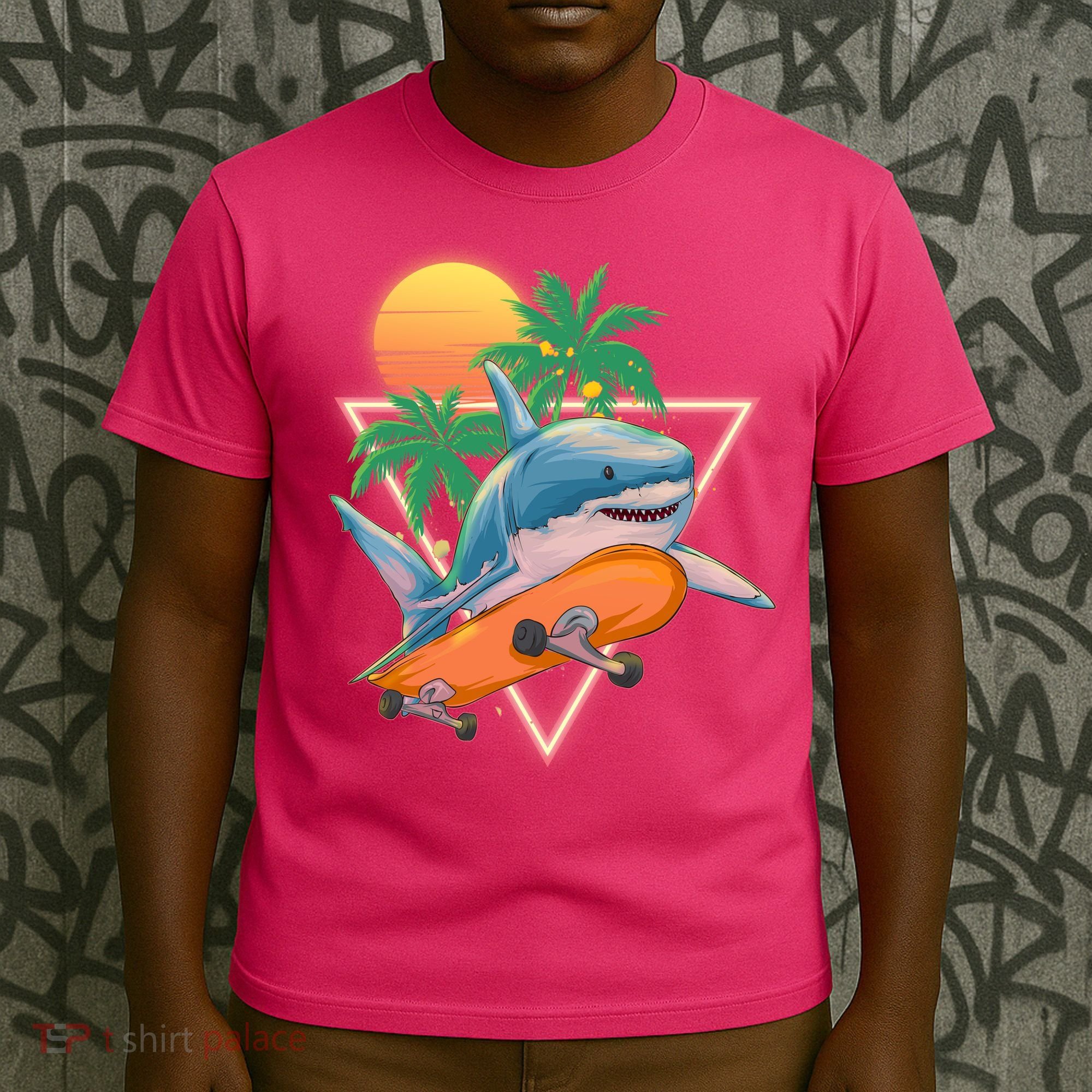 Retro Eighties 80's Skateboarding Shark T-Shirt