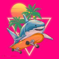 Retro Eighties 80's Skateboarding Shark Mousepad thumb 1