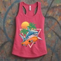 Retro Eighties 80's Skateboarding Shark Women's Tank Top thumb 3