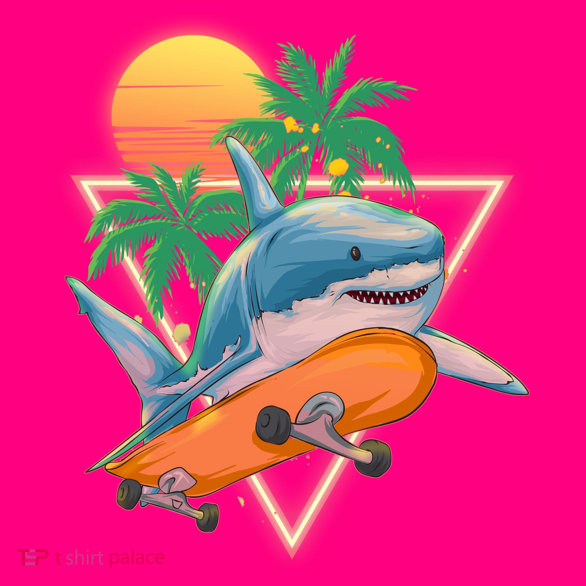 Retro Eighties 80's Skateboarding Shark Women's Tank Top
