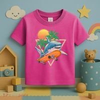 Retro Eighties 80's Skateboarding Shark Toddler T-Shirt thumb 3