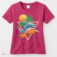 Retro Eighties 80's Skateboarding Shark Women's T-Shirt thumb 0