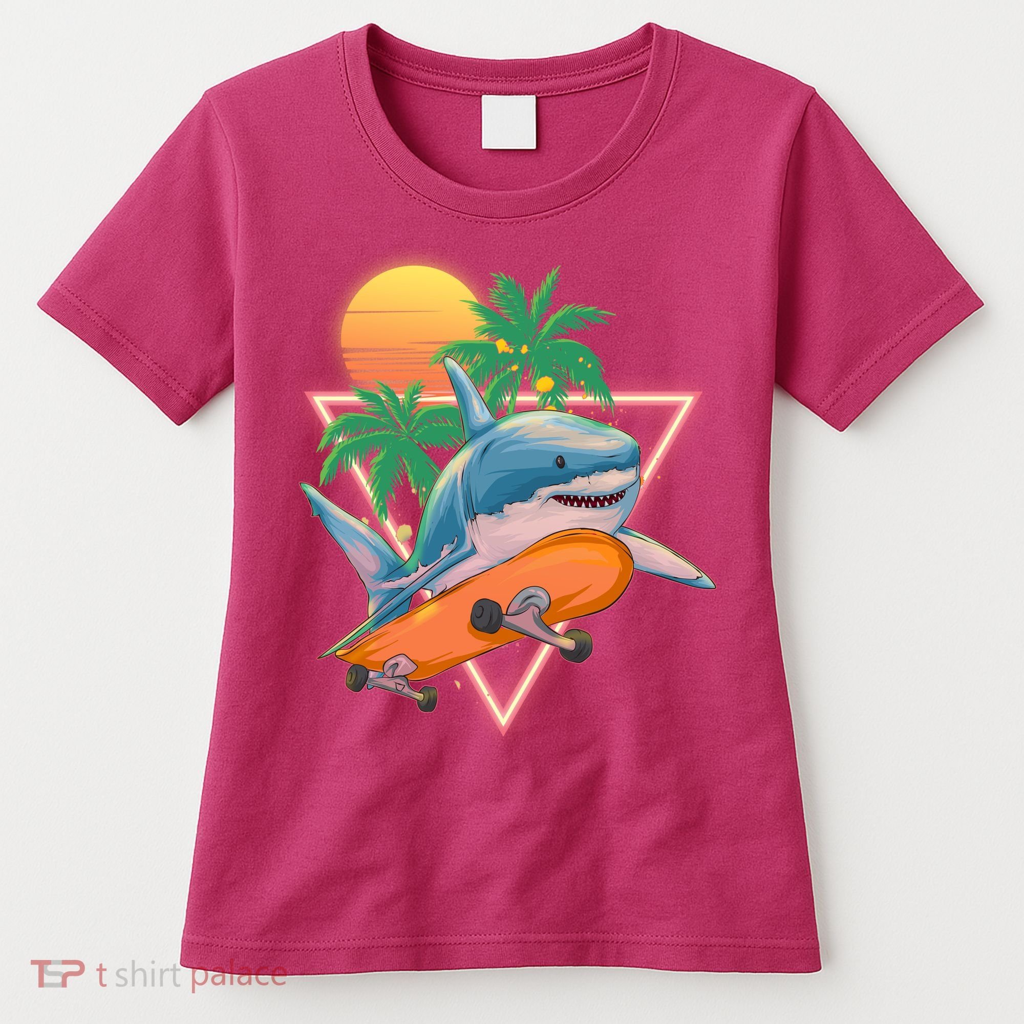 Retro Eighties 80's Skateboarding Shark Women's T-Shirt