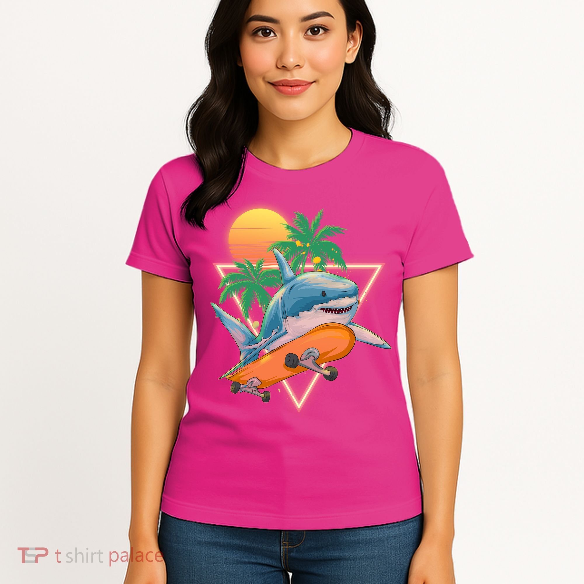 Retro Eighties 80's Skateboarding Shark Women's T-Shirt