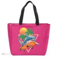 Retro Eighties 80's Skateboarding Shark Tote Bag thumb 0