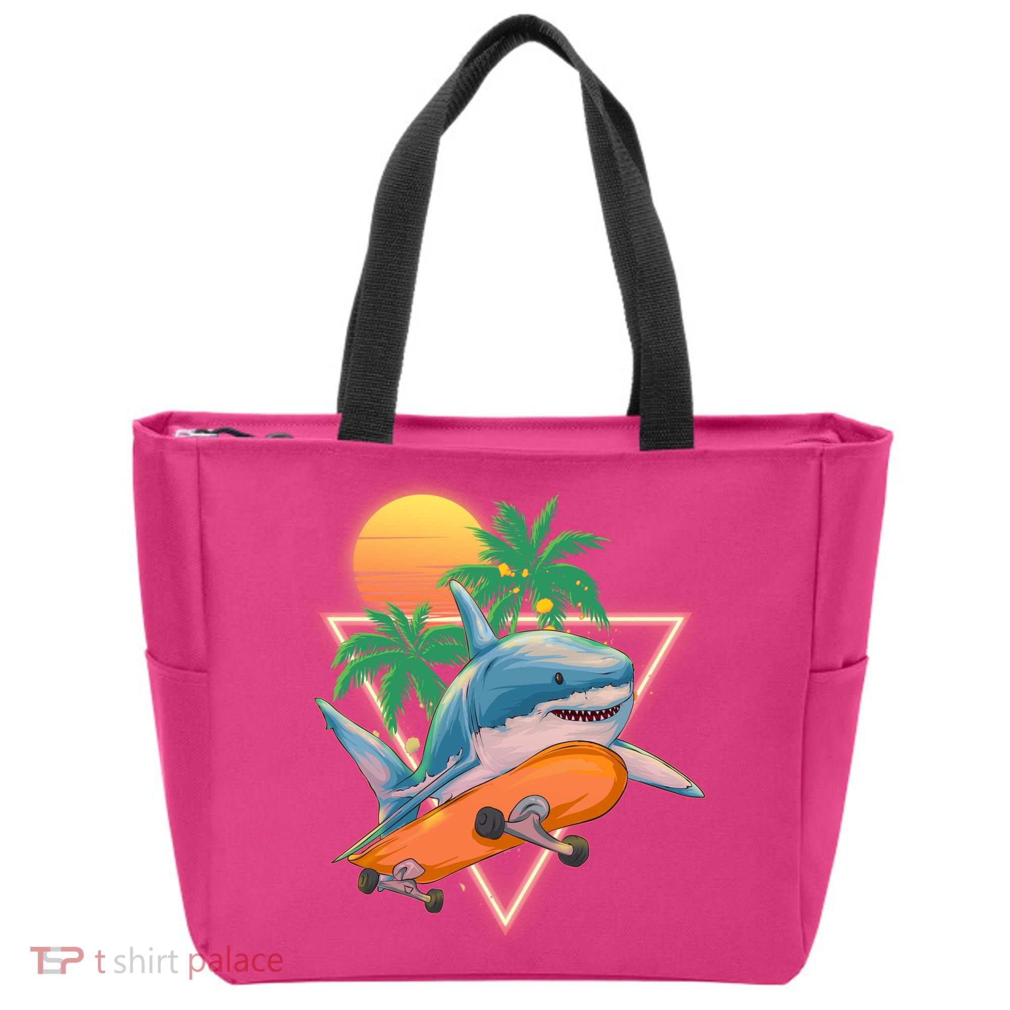 Retro Eighties 80's Skateboarding Shark Tote Bag