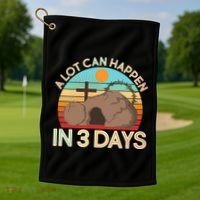 Retro Easter A Lot Can Happen In 3 Days Golf Towel thumb 1