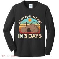 Retro Easter A Lot Can Happen In 3 Days Kids Long Sleeve Shirt thumb 0