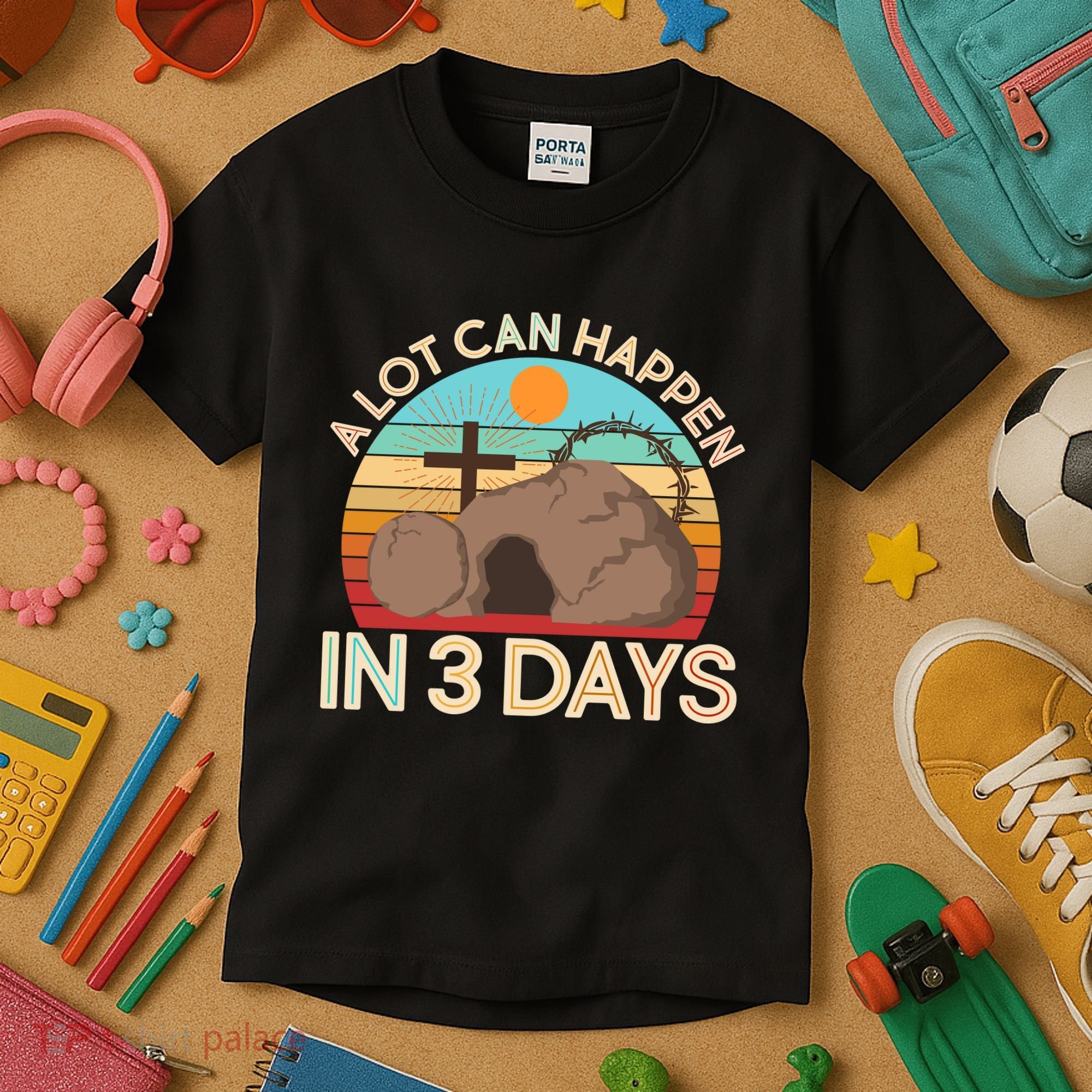 Retro Easter A Lot Can Happen In 3 Days Kids T-Shirt