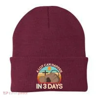 Retro Easter A Lot Can Happen In 3 Days Beanie thumb 0