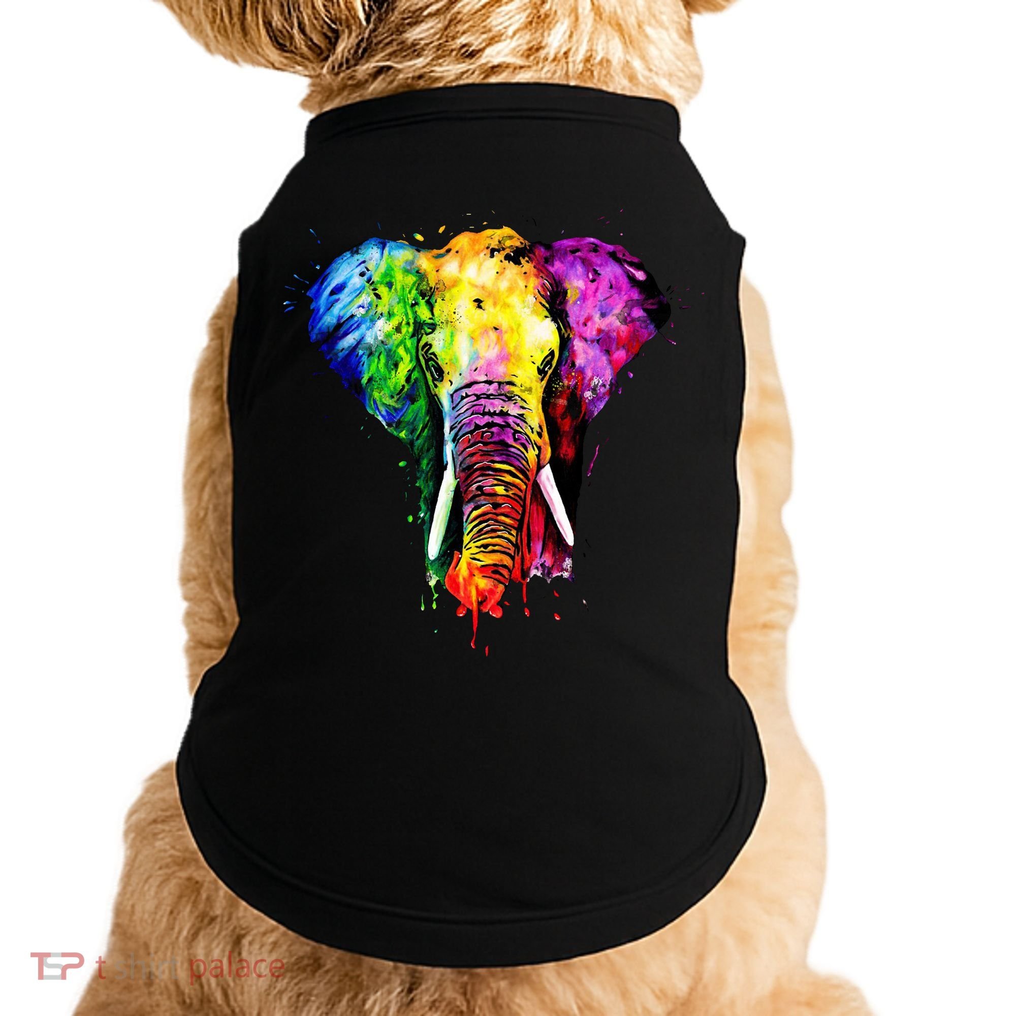 Rainbow Elephant Art Cute Gift Doggie Tank