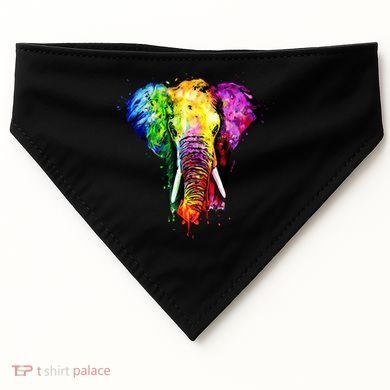 Rainbow Elephant Art Cute Gift USA-Made Doggie Bandana