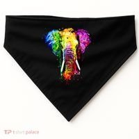 Rainbow Elephant Art Cute Gift USA-Made Doggie Bandana thumb 0