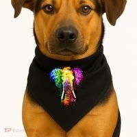 Rainbow Elephant Art Cute Gift USA-Made Doggie Bandana thumb 1