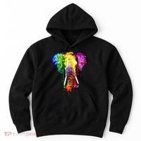 Rainbow Elephant Art Cute Gift Hoodie thumb 0