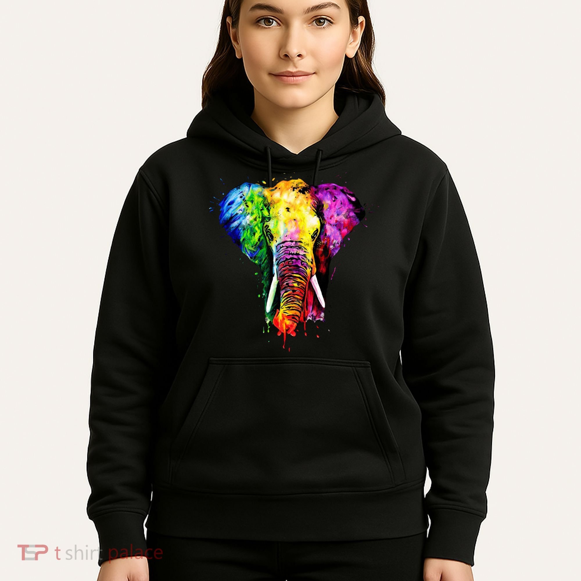 Rainbow Elephant Art Cute Gift Hoodie