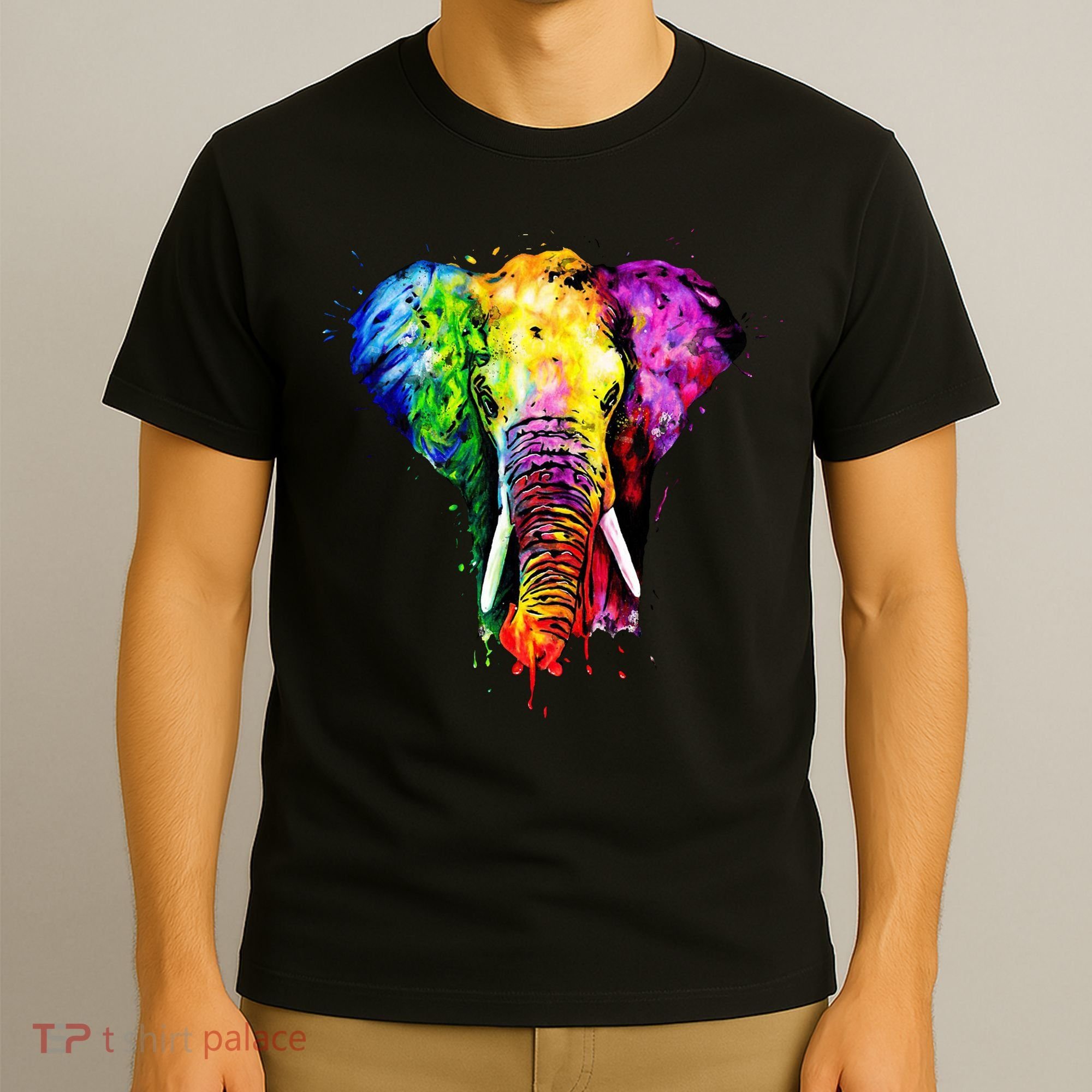 Rainbow Elephant Art Cute Gift T-Shirt
