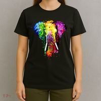 Rainbow Elephant Art Cute Gift T-Shirt thumb 4
