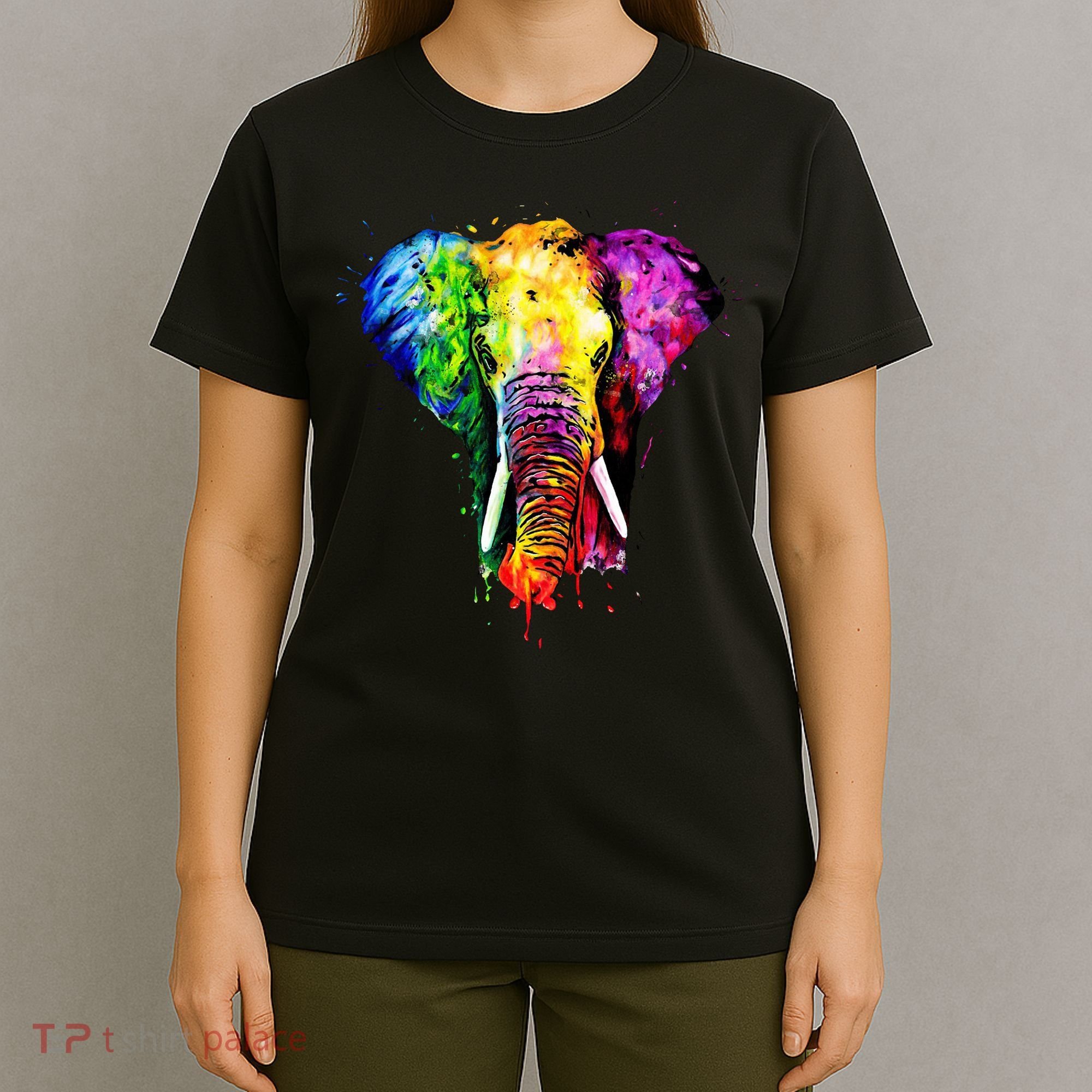 Rainbow Elephant Art Cute Gift T-Shirt