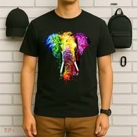 Rainbow Elephant Art Cute Gift T-Shirt thumb 6