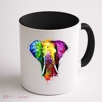 Rainbow Elephant Art Cute Gift Coffee Mug thumb 1
