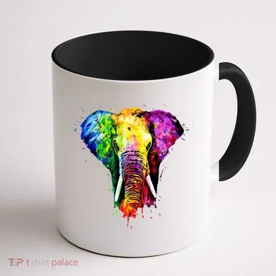 Rainbow Elephant Art Cute Gift Coffee Mug back
