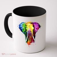Rainbow Elephant Art Cute Gift Coffee Mug thumb 0