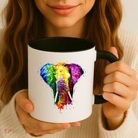 Rainbow Elephant Art Cute Gift Coffee Mug thumb 3