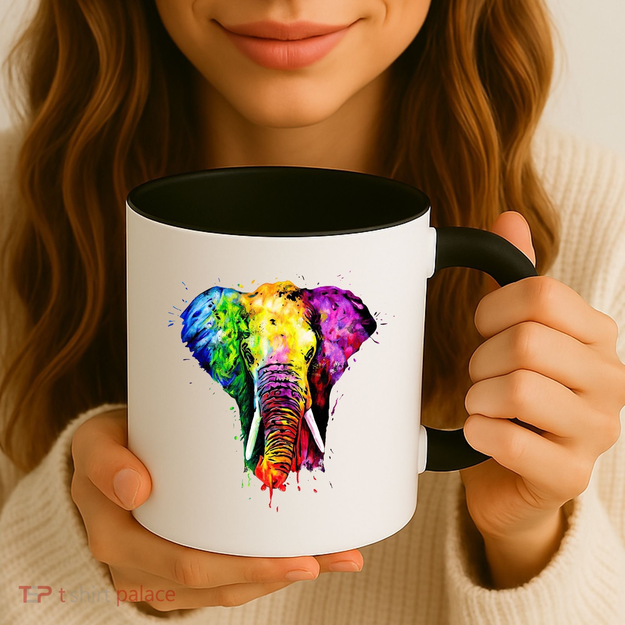 Rainbow Elephant Art Cute Gift Coffee Mug