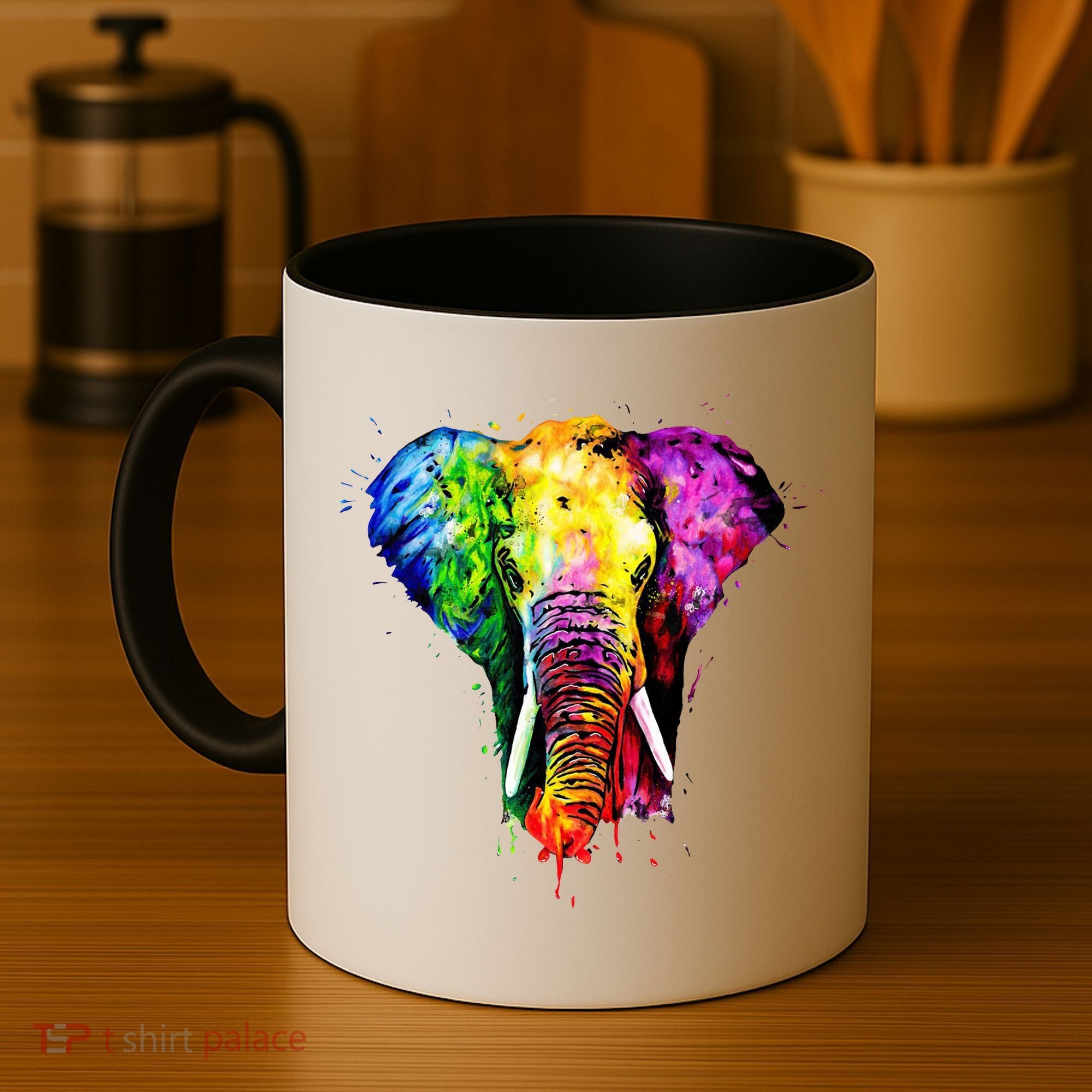 Rainbow Elephant Art Cute Gift Coffee Mug