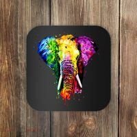 Rainbow Elephant Art Cute Gift Coaster thumb 0
