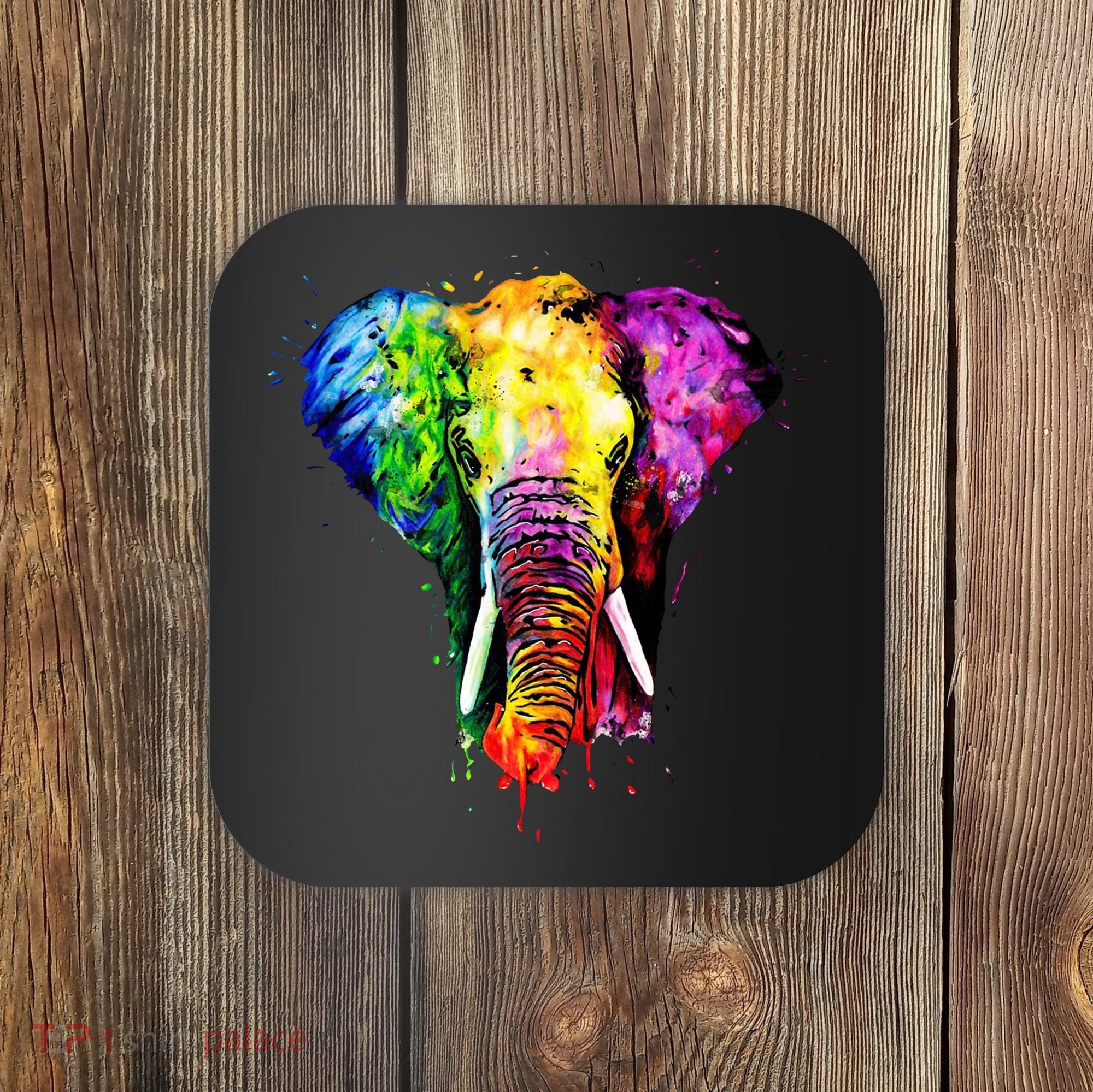 Rainbow Elephant Art Cute Gift Coaster