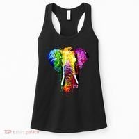 Rainbow Elephant Art Cute Gift Women's Tank Top thumb 0