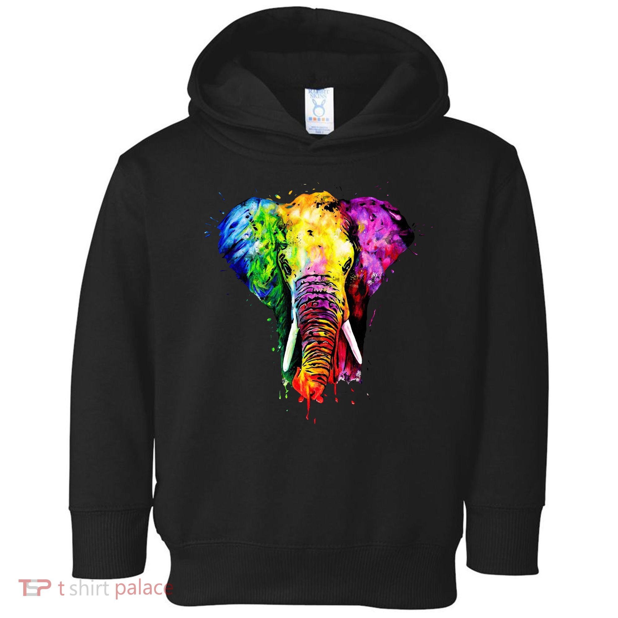 Rainbow Elephant Art Cute Gift Toddler Hoodie