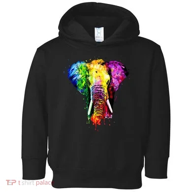Rainbow Elephant Art Cute Gift Toddler Hoodie