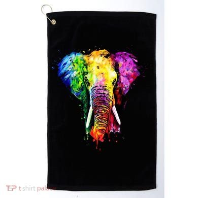 Rainbow Elephant Art Cute Gift Golf Towel