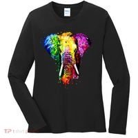 Rainbow Elephant Art Cute Gift Women's Long Sleeve Shirt thumb 0
