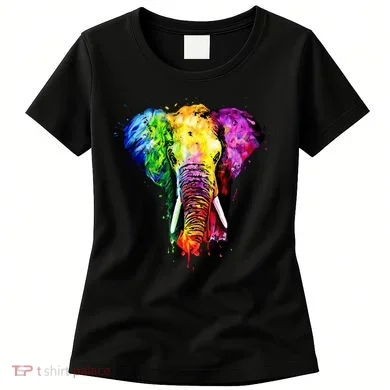 Rainbow Elephant Art Cute Gift Women's T-Shirt