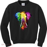 Rainbow Elephant Art Cute Gift Kids Sweatshirt thumb 0
