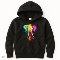 Rainbow Elephant Art Cute Gift Kids Hoodie thumb 0