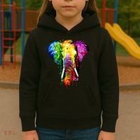 Rainbow Elephant Art Cute Gift Kids Hoodie thumb 3
