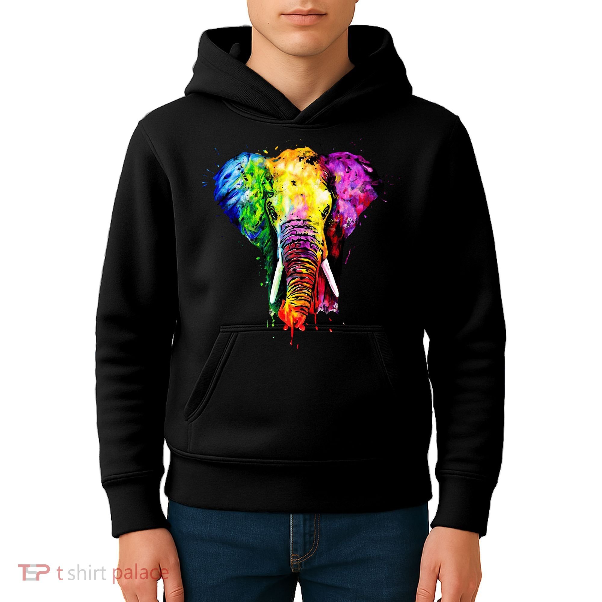 Rainbow Elephant Art Cute Gift Kids Hoodie