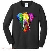 Rainbow Elephant Art Cute Gift Kids Long Sleeve Shirt thumb 0