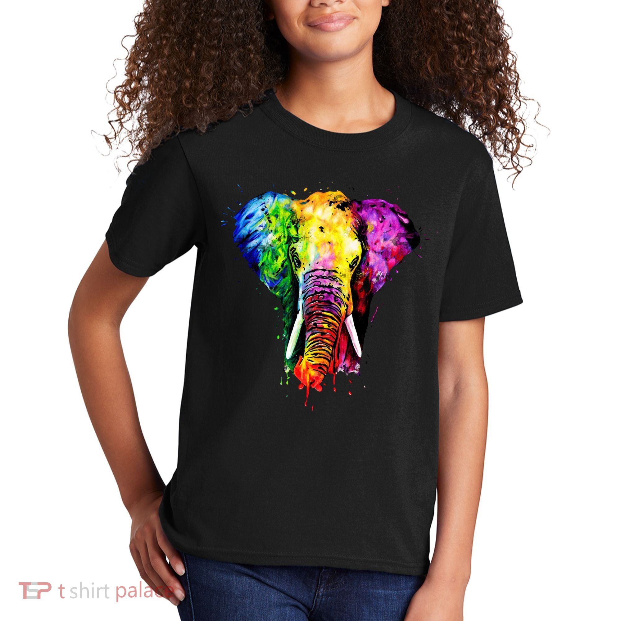 Rainbow Elephant Art Cute Gift Kids T-Shirt