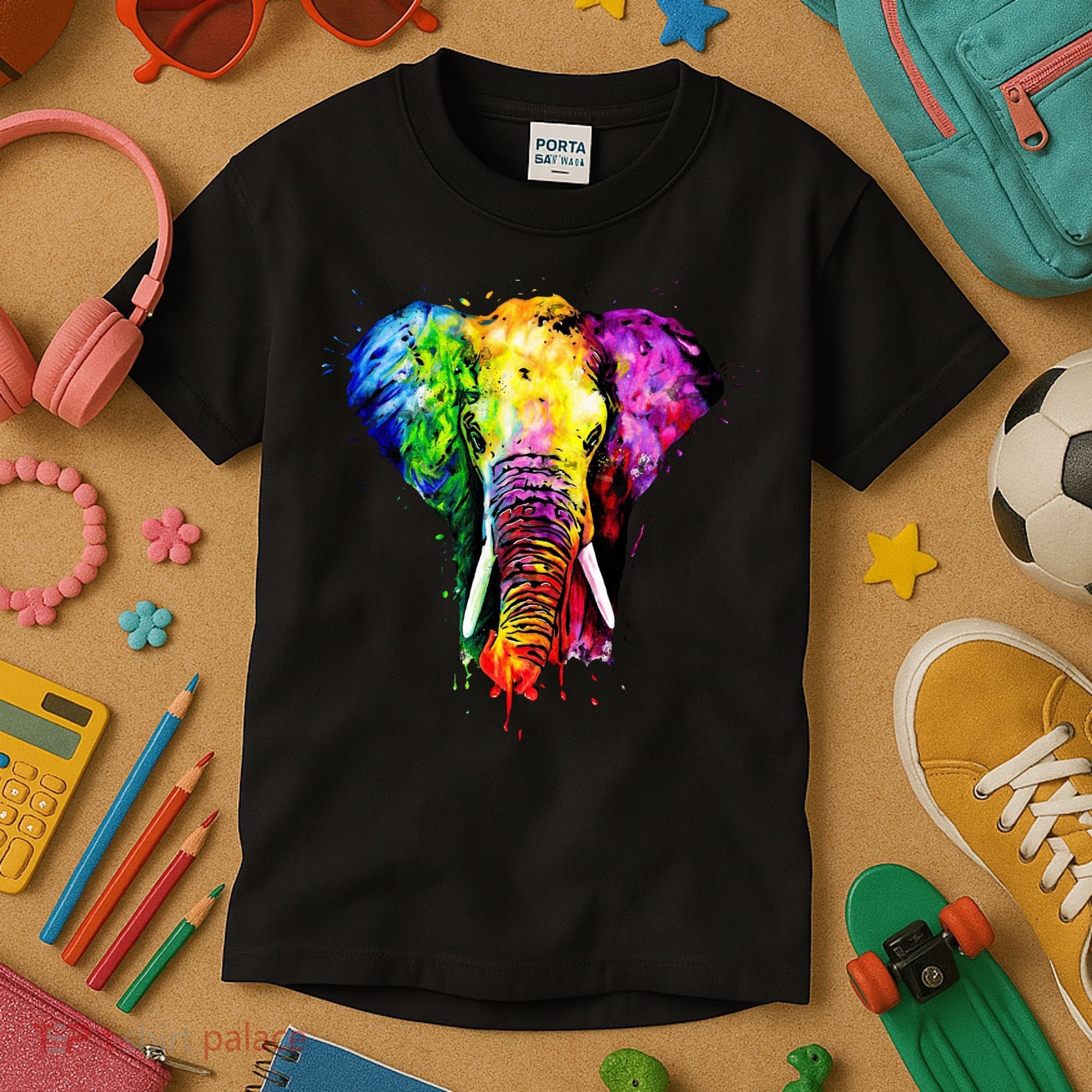 Rainbow Elephant Art Cute Gift Kids T-Shirt