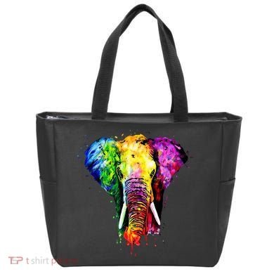Rainbow Elephant Art Cute Gift Tote Bag