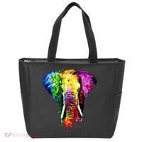 Rainbow Elephant Art Cute Gift Tote Bag thumb 0