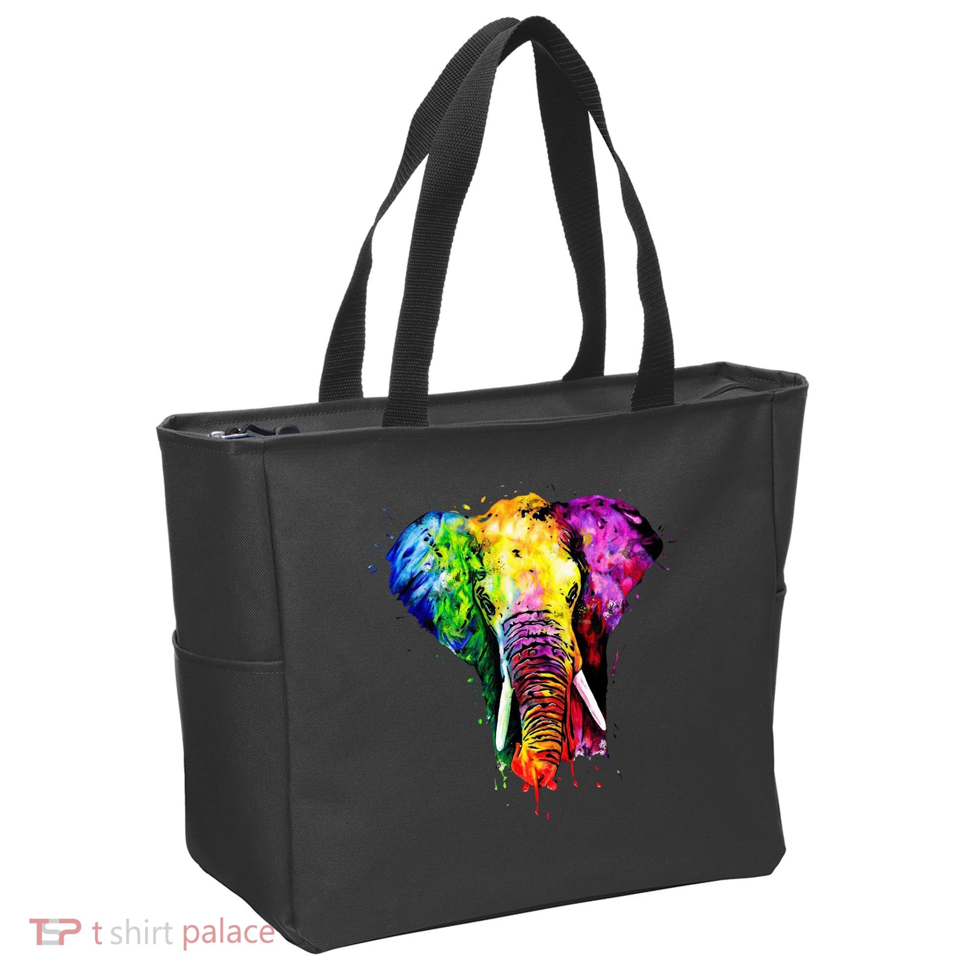 Rainbow Elephant Art Cute Gift Tote Bag