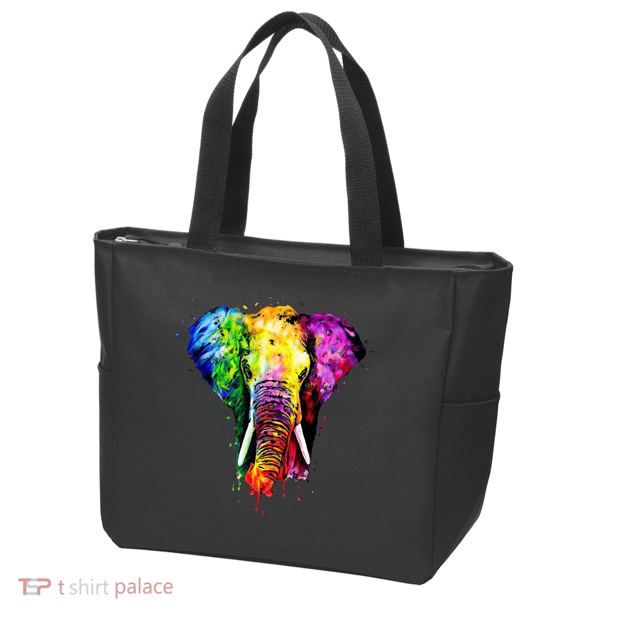 Rainbow Elephant Art Cute Gift Tote Bag